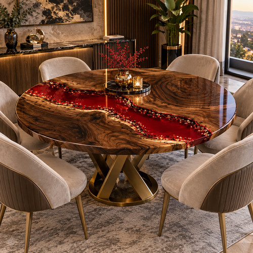 Round walnut epoxy - walnut, resin
